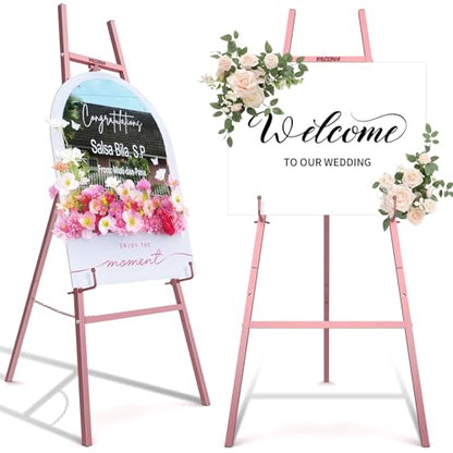 Easel Stand for Wedding Sign, 4-Tier Height Adjustable, Rose Gold - color: Rose Gold