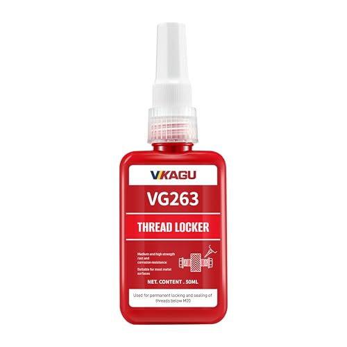 VIKAGU263 Red High Strength&Temp Threadlocker - Anaerobic Screw Glue Resists 230°C Heat, Oil & Chemicals - Medium Viscosity Glue for Bolts, Metal Fastener Lock - Infiltrated Threadlocker - 1.69Oz/50ml - style: $8.99/50ML