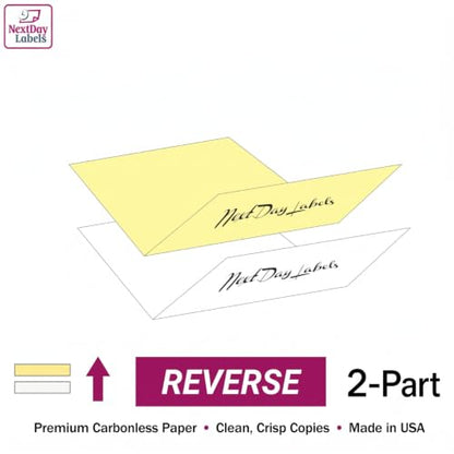 NextDayLabels Carbonless NCR Paper, 2 Part Reverse #5887, 8.5" x 11" - size: 8-1/2" x 11" 2 Part Reverse, #5887