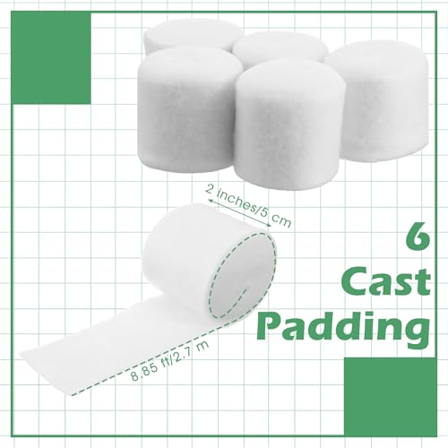 Gjinxi 6 Rolls Cast Padding, Individual Pack Soft Cotton Undercast Padding Wrap, Paddings Bandage Cast Use with Plaster Cloth Gauze for Halloween Wrap Bandage Art, Body Casts, Mask Making, Craft