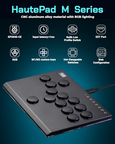 Sehawei Haute42 All Metal Arcade Stick 13Keys All-Button Controller - color: M13 Black