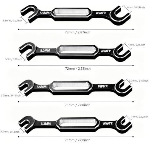 RC Car Turnbuckle Wrenches 3.0/3.2/3.5/3.7/4.0/5.0/5.5/6.0mm, 4PCS Silver - color: Silver