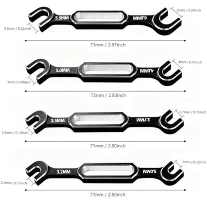 RC Car Turnbuckle Wrenches 3.0/3.2/3.5/3.7/4.0/5.0/5.5/6.0mm, 4PCS Silver - color: Silver