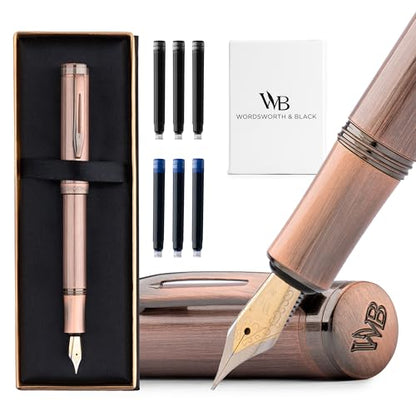 Wordsworth & Black Mini Pocket Fountain Pen for Writing, Medium Nib, Copper - color: Copper