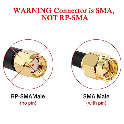XRDS -RF RG316 SMA Male to SMA Male Coaxial Cable 4FT, 2 Pack Flexible SMA Extension Antenna Cable for WiFi Antenna, Router, SDR, FPV, GPS, Test Equipment - size: 4 FT
