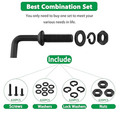 2404PCS Screw Assortment Kit, M2-M5 10.9 Alloy Steel Hex Button Cap Bolts - size: M2 M3 M4 M5 2480pcs 2