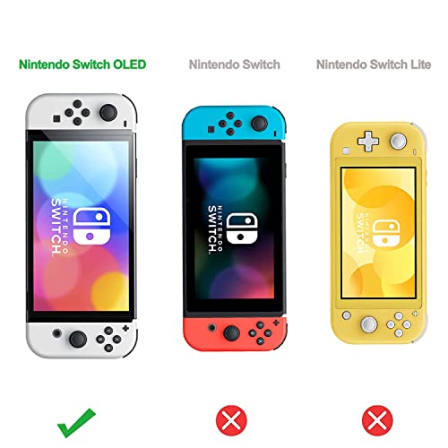 COMCOOL Dockable Case for Nintendo Switch Oled - [9 FT Military Grade Drop Protection] [with Tempered Glass Screen Protector and Thumb Grips] for Girls Boys Kids - Pink - color: Pink