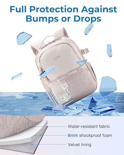 BAGSMART 2 in 1 Small Camera Backpack for DSLR, Fits 12.9" iPad, Beige - color: Beige
