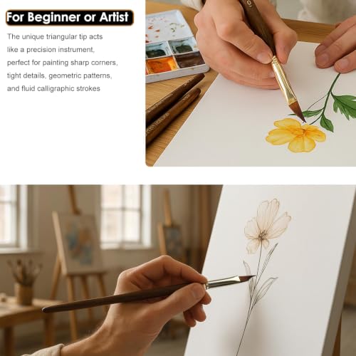 Wedge Paint Brushes Set, Triangle Detail Brushes for Watercolor Painting - size: Small