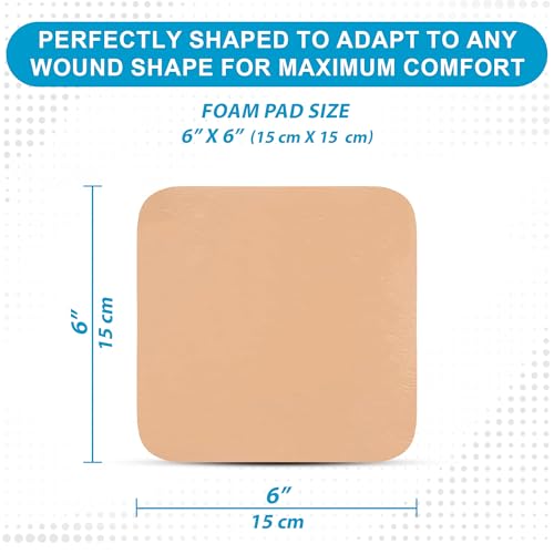 MedVance Waterproof Non-Adhesive Foam Dressing w/o Border, 6"x6", Box of 5 - size: 6"x6" Standard 5 Pack