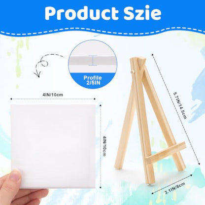 ESRICH 12 Pack Mini Canvas with Easel Set, 4x4” Small Canvases for Painting - size: 4x4in 12pack