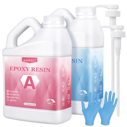 KISREL 1 Gallon Epoxy Resin Kit, No Yellowing Crystal Clear Resin for Art - size: 1 Gallon