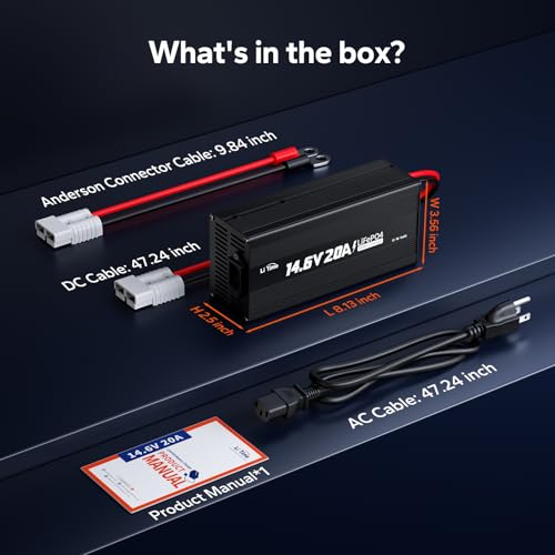 LiTime 12V 20A Lithium Battery Charger for 12.8V LiFePO4 Batteries, AC-DC