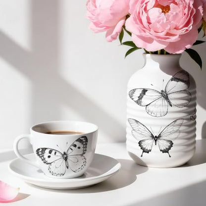 EVERJOYCRAFT 4pcs Underglaze Transfers for Pottery Butterfly Ceramic Decals - color: Insect Butterfly