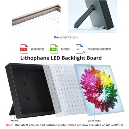 Lithophane Led Backlight Board Kit KC009 KC010 for Bambu Lab H2D/X1/P1P/A1 LED Light Board LED Backlights Makerworld Model Parts USB 3D Print Accessory Photo Model DIY Light Box（2PCS） - size: S