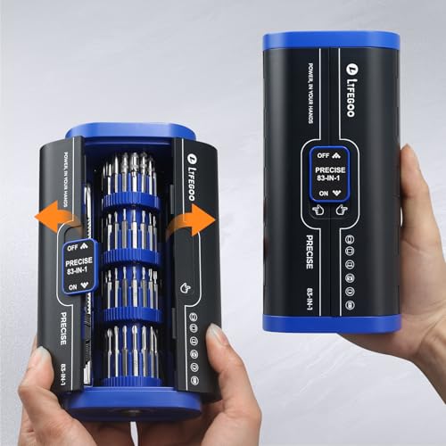 LIFEGOO Electric Screwdriver, 83 in 1 Precision Electric Screwdriver Set - color: Blue, size: 83 in 1