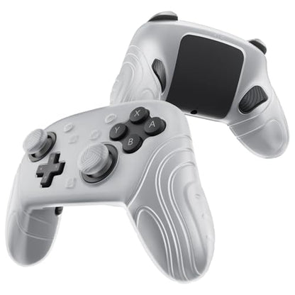 PlayVital for Nintendo Switch 2 Pro Controller Silicone Cover – Samurai Edition Protective Skin Case for Switch 2 Pro Controller with Back Button Caps & Thumb Grips, Shockproof - Clear White - color: Clear White