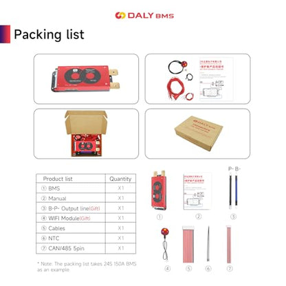 DALY Smart BMS 8S 24V 150A LiFePO4 with WiFi Bluetooth Module CAN RS485 - color: 8S 24V, size: 150A