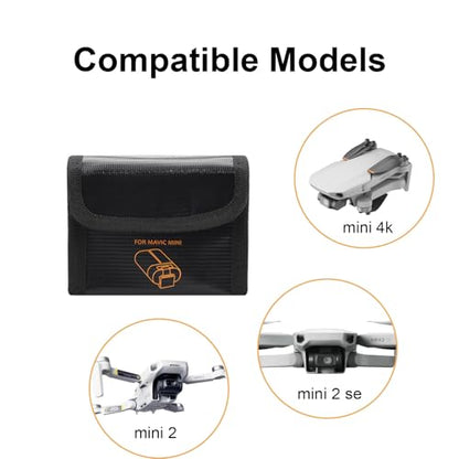 Lipo Battery Safety Bag Flame Retardant Explosion Proof Battery Safe Storage Protective Case for DJI Mini 4k/Mini 2/Mini 2 SE/Mavic Mini SE (For 3 Batteries)