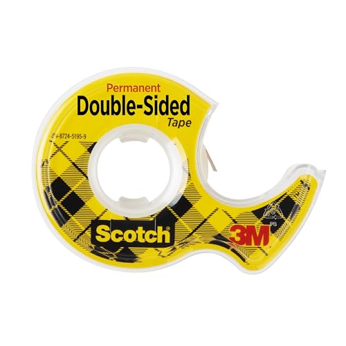 Scotch Double Sided Tape with Tape Dispenser, 0.5 in. x 250 in., 1 Roll