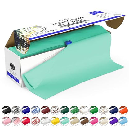 Grandipity Plastic Table Cloth Roll - 54in x 100 Ft. Table Cover Aqua - color: Aqua, size: 1200" x 54" (Rectangular)