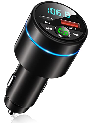 RIWUSI FM Transmitter for Car Bluetooth 5.3, Wireless FM Radio Car Adapter - color: Black