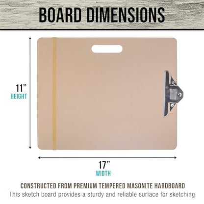 U.S. Art Supply 11" x 17" Artist Sketch Tote Board - Lightweight Hardboard - size: 11" x 17"