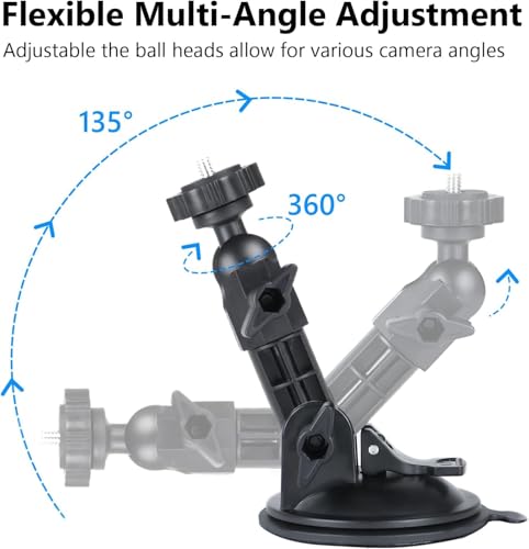 HSU Car Suction Cup Mount for GoPro/Insta 360/DJI Osmo Action Camera