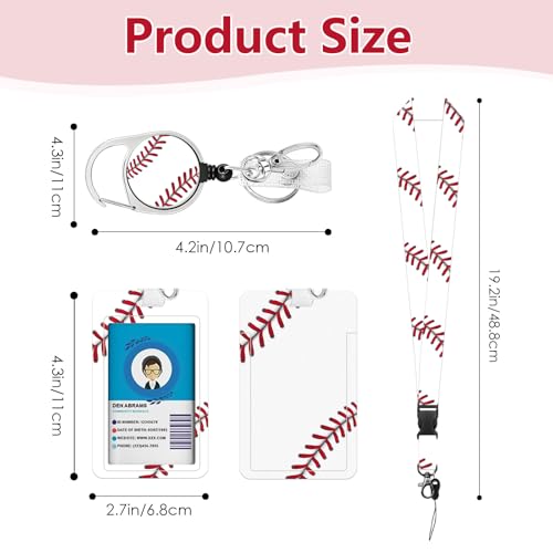 Baseball ID Badge Holder with Lanyard Vertical Card Cover Protector - color: Baseball