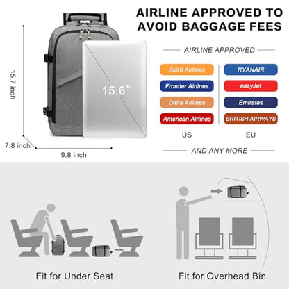 Kono Travel Backpack Airline Approved Under Seat Personal Item Bag - color: Grey, size: Small