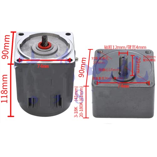 0-90RPM 40W 15K Variable Speed Gear Reduction Motor with Speed Controller - color: 15K 40W