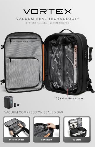 BlackVoyage Vortex Vacuum Seal Travel Backpack 60L Expandable Air Compression System Water Resistant TSA Lock Carry-On - color: White