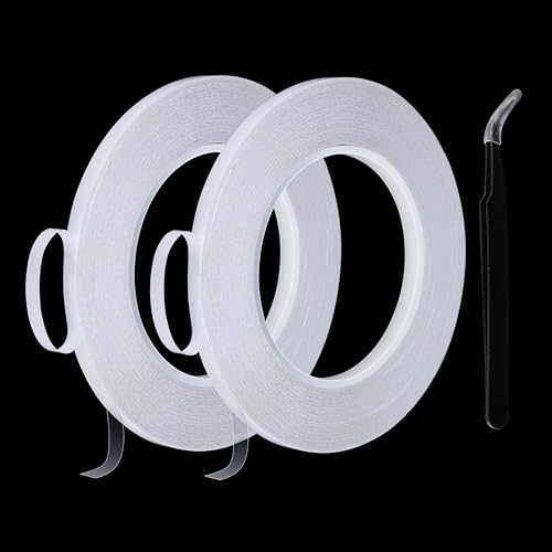 6mmx25M 2 Rolls Clear Thin Double Sided Tape Thin Clear Mounting Tape for Tablets Screen, LED Strips, Electronic Parts, Fabric, Arts Crafts Heat Resistant, Residue Free - size: 1/4" x82ft, 2 Rolls