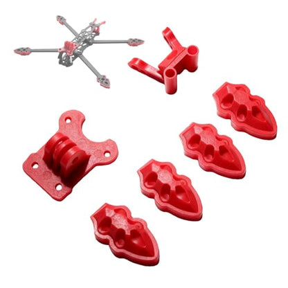 Drone Frame Kit Compatible with MARK4 5–9 Inch FPV Racing Drone – 5 Inch Drone Frame, 3D Printed Motor and Antenna Base Spare Parts, Durable Lightweight Design for RC FPV Builds (RED) - color: RED