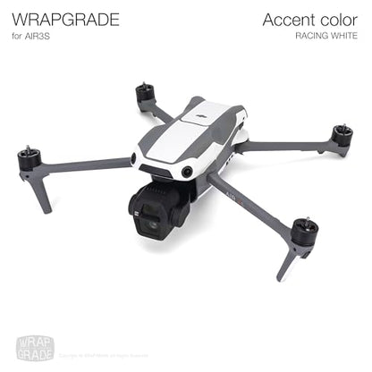 WRAPGRADE Skin Decal Sticker Accent Color Compatible with DJI Air 3S (Racing White) - color: Racing White