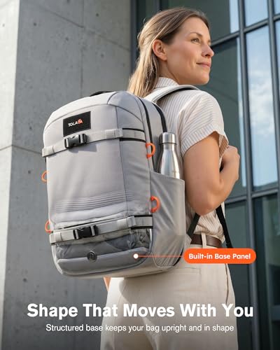 Tolaccea 30L Travel Laptop Backpack TSA Carry-On for Business Trips Commute - color: Light Gray