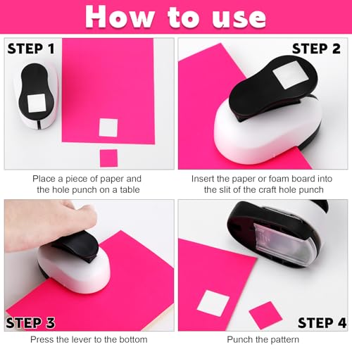 CHENGU 3 Pack Square Hole Punch 2"/1"/0.6", Black - color: Black, style: Square