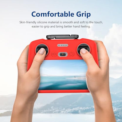REFLEX CAMERA Red Silicone Cover for DJI RC 2 Remote Control - Shockproof Protective Case for DJI Mavic Air 3, Lightweight & Durable - color: Red