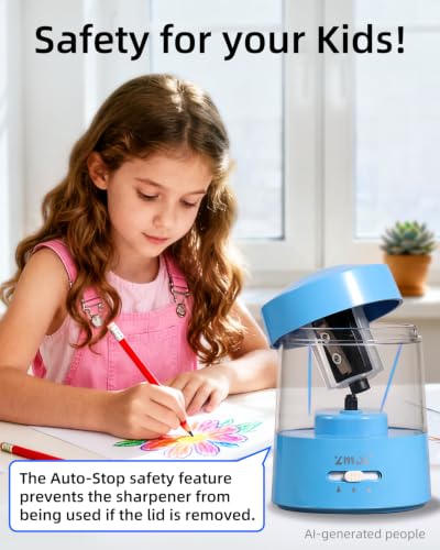 ZMOL Electric Pencil Sharpener Battery Powered, 6-12mm Jumbo Pencils,Blue - color: Blue