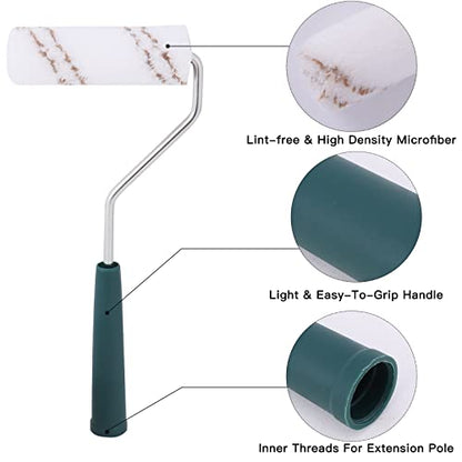 Mister Rui Microfiber Paint Roller Covers, 20 Pack 4 Inch Microfiber Roller Covers with Roller Frame, Mini Rollers for Painting, Small Roller Cover Use with All Paints and Stains
