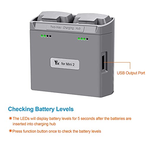 Hanatora Two-Way Battery Charging Hub and Check Battery Level for DJI Mini 4K/2/SE Drone,Charge Two Batteries in Sequence,Charger Accessories