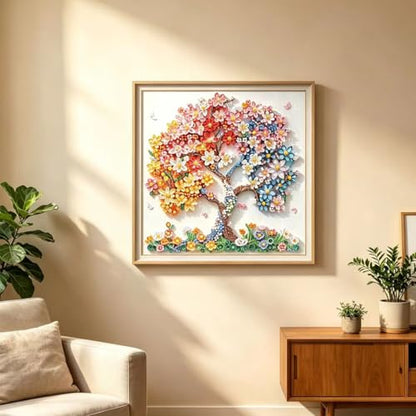 5D Diamond Art Kits for Adults Beginner,Colorful Tree Diamond Painting Kits - color: Flower Tree