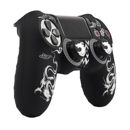 RALAN Controller Skins for PS4,Fruit Silicone Controller Cover Skin Protector Compatible /PS4 Slim/PS4 Pro Controller with 2 Cute Thumb Grips Caps… - color: Black White dargon