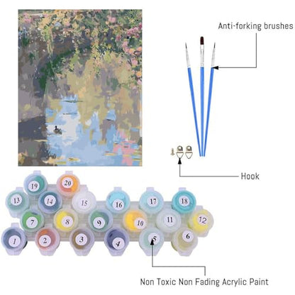 VIGEGU Pond Paint by Numbers Kit for Adults Beginner16x20 Inch - color: MT6145