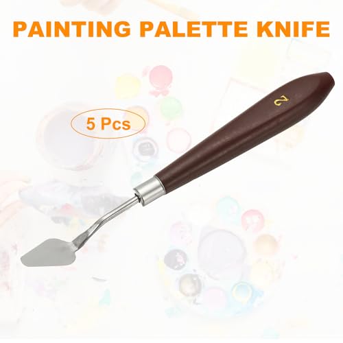 HARFINGTON 5pcs Palette Knife Painting Tool 1.1"x0.59" Red/Silver