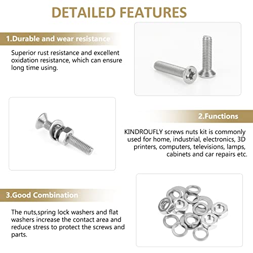 562 Pieces M3 x 4/6 /8/10 /12/16 /20mm Phillips Countersunk Head Machine Screws Nuts Washers Assortment Kit, 304 Stainless Steel, Fully Machine Thread - size: M3, style: Phillips Countersunk Head