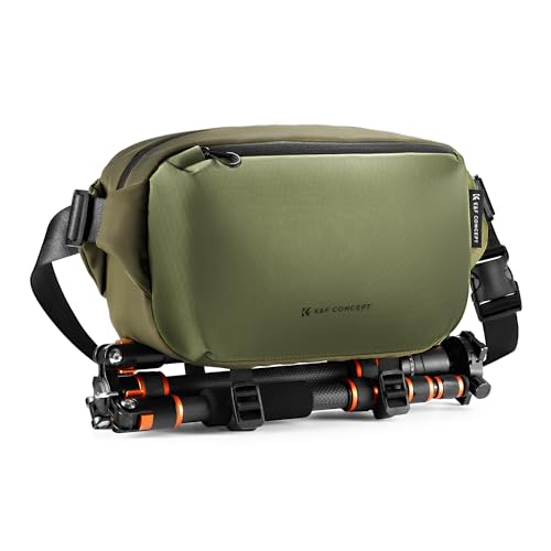 K&F CONCEPT 2 in 1 Camera Sling Bag, Everyday Shoulder Bag - color: 03 Green Medium