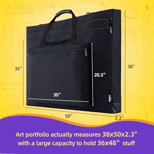 JJRING 36x48 Art Portfolio Tote Bag With Shoulder Strap, Black - size: 36''*48''