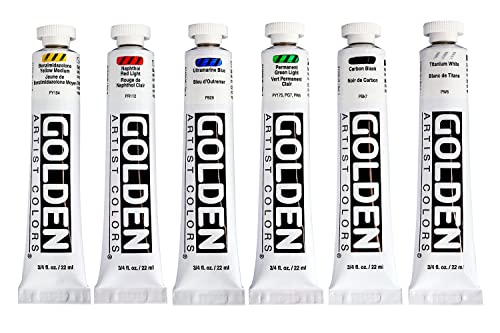 GOLDEN Heavy Body Acrylics Intro Set, 6 x 22 ml Tubes