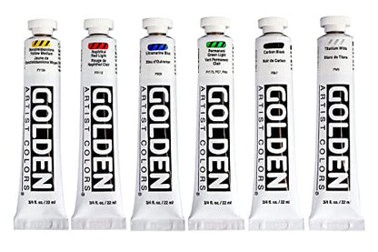 GOLDEN Heavy Body Acrylics Intro Set, 6 x 22 ml Tubes